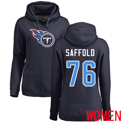 Tennessee Titans Navy Blue Women Rodger Saffold Name and Number Logo NFL Football 76 Pullover Hoodie Sweatshirts